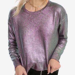 Hot Topic iridescent purple crop sweater size  L